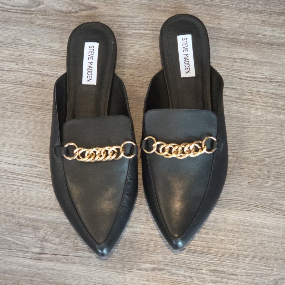 Steve Madden Women's Mule Black Leather 10 M Slide-on  Shoes New